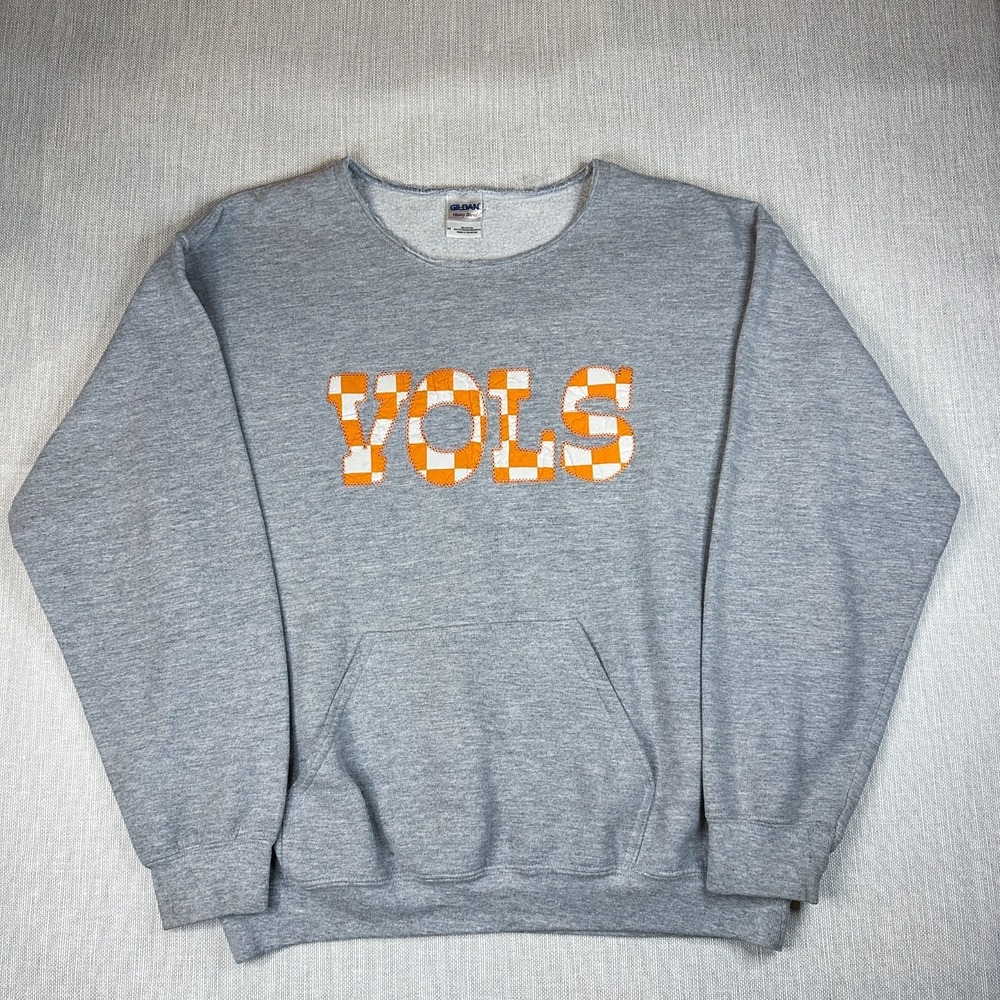 Vintage Gildan Tennessee Volunteers VOLS Checkered Appliquéd Sweatshirt - Medium
